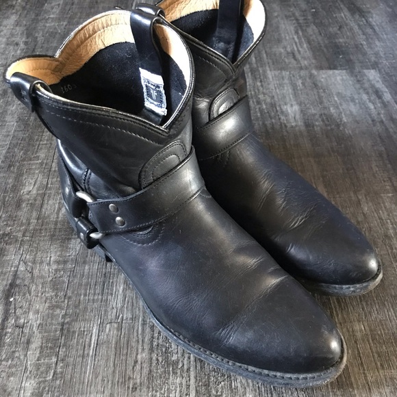 Frye black leather ankle booties